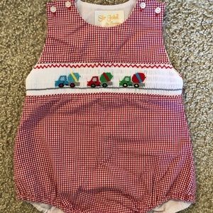 Sir John Red Gingham Boy Bubble Romper